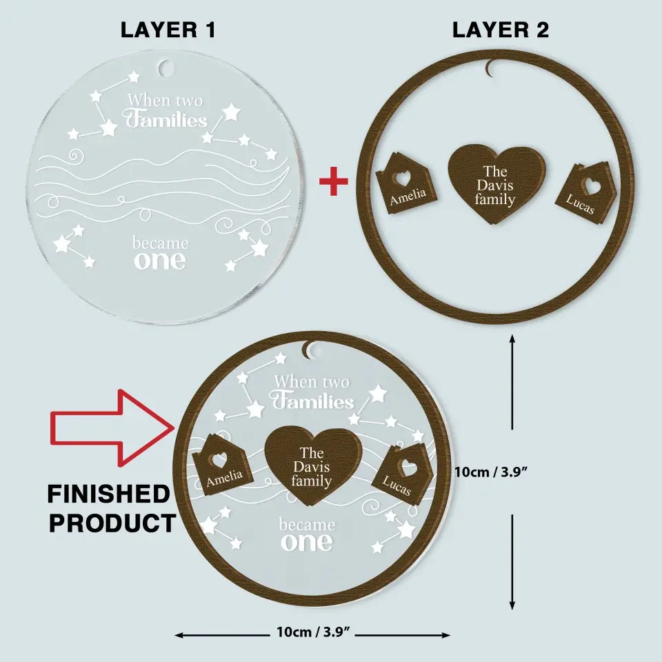 When Two Hearts Became One - Personalized Custom 2-Layer Mix Ornament - Christmas Gift For Couple, Wife, Husband, Family Members