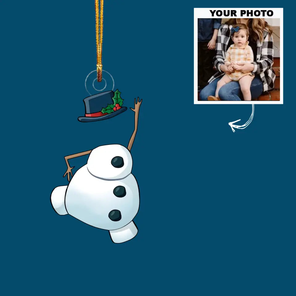 Snowman Family - Personalized Custom Photo Mica Ornament - Christmas Gift For Family Members AGCVP006