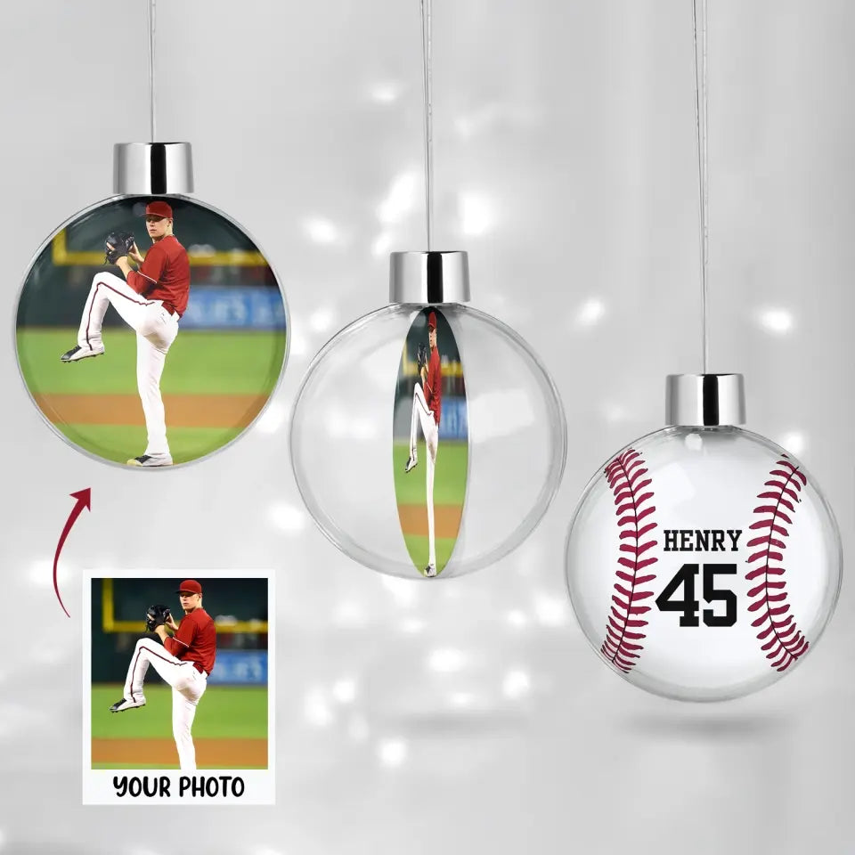 Baseball Ball Ornament -  Personalized Custom Photo Ball Ornament