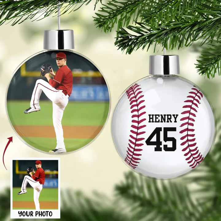 Baseball Ball Ornament -  Personalized Custom Photo Ball Ornament