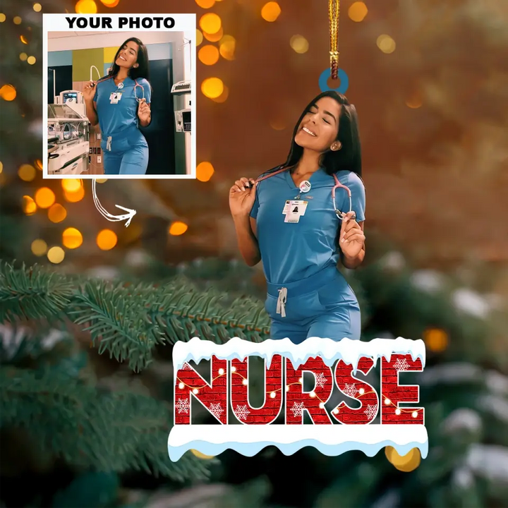 Personalized Photo Mica Ornament - Gift For Nurse - Love My Job ARND005 AGCHD007