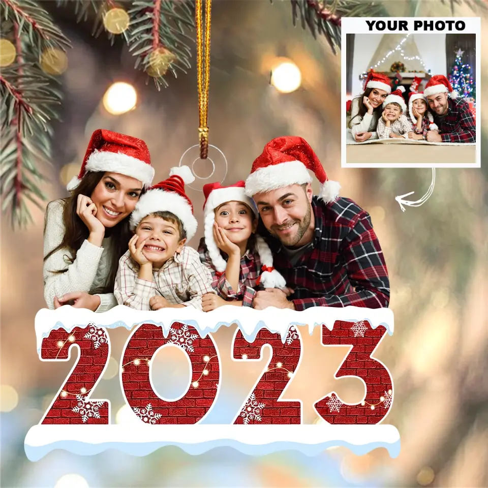 Personalized Custom Photo Mica Ornament - Christmas Gift For Family Member, Mom, Dad - Merry Christmas 2023 AGCHD014