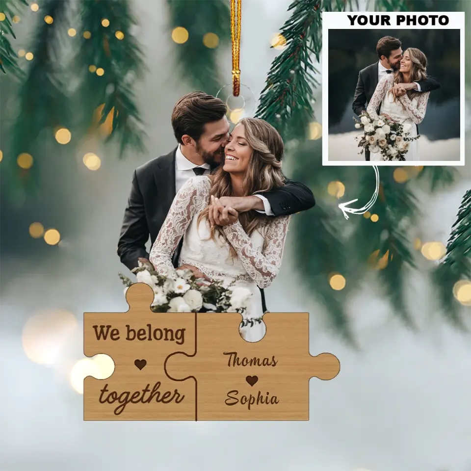 We Belong Together - Personalized Custom Photo Mica Ornament - Christmas Gift For Couple, Couples AGCHD026