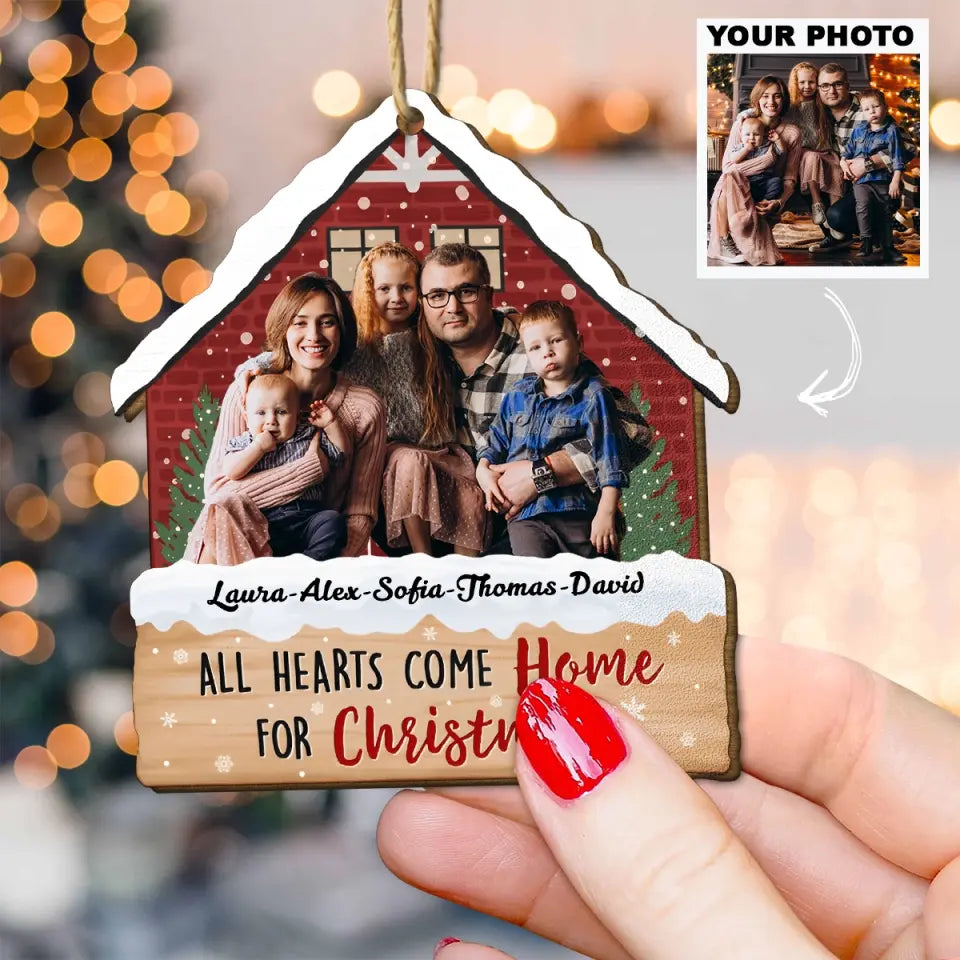 All Hearts Come Home For Christmas - Personalized Custom Wooden Ornament - Christmas Gift For Family, Family Members
