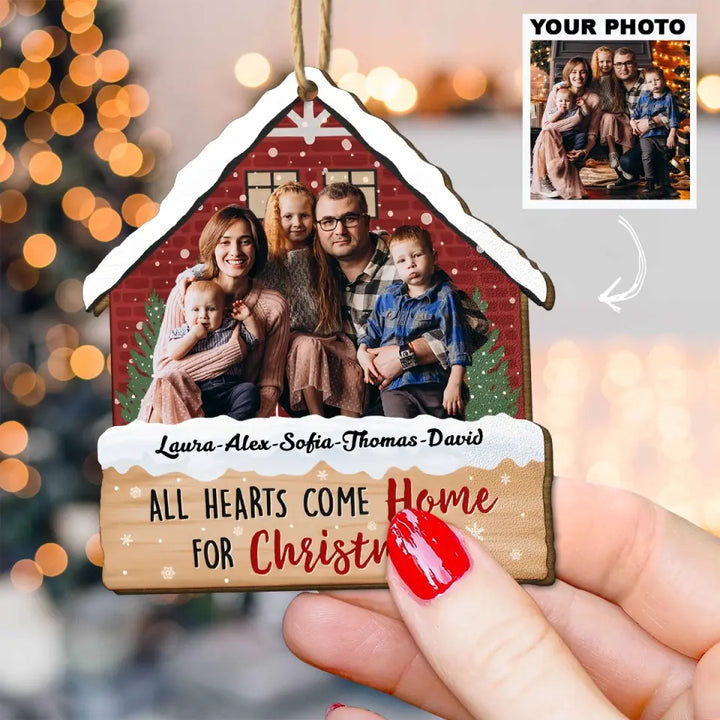 All Hearts Come Home For Christmas - Personalized Custom Wooden Ornament - Christmas Gift For Family, Family Members