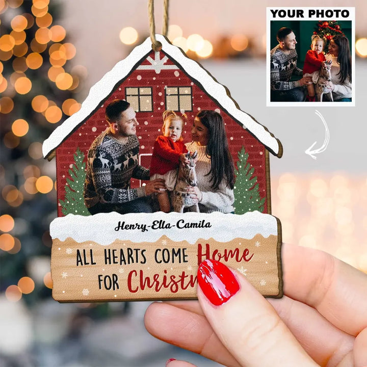 All Hearts Come Home For Christmas - Personalized Custom Wooden Ornament - Christmas Gift For Family, Family Members
