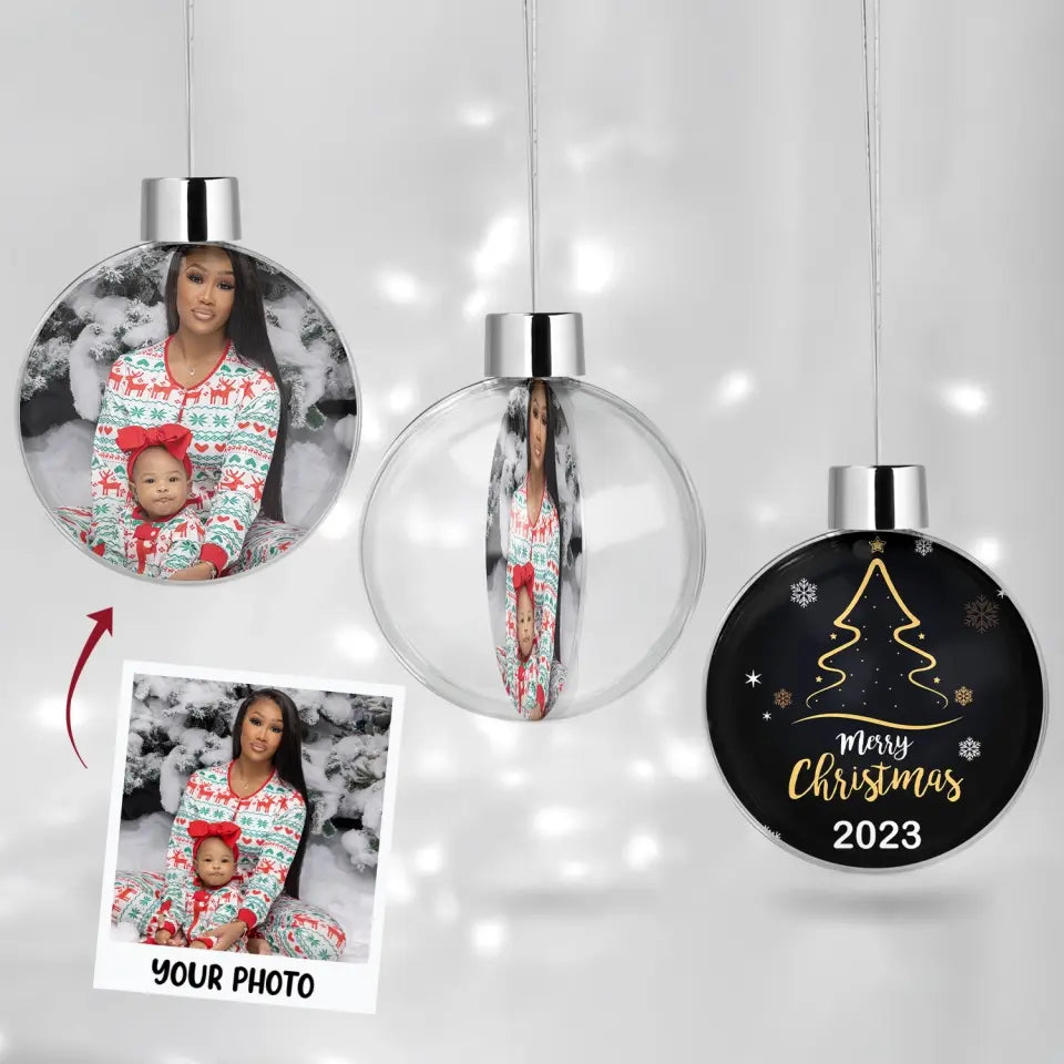 Merry Chrismas 2023 - Personalized Custom Photo Ball Ornament - Christmas Gift For Family, Family Members