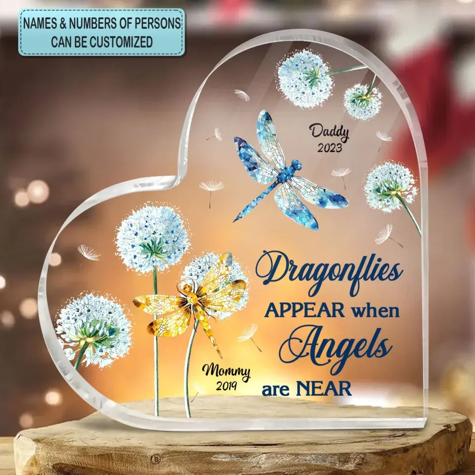 Dragonflies Appear When Angles Are Near - Personalized Custom Acrylic Plaque - Christmas, Memorial Gift For Family Members