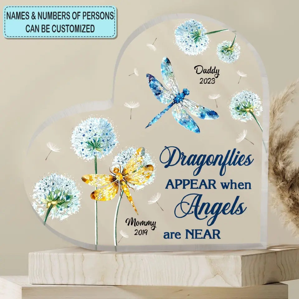 Dragonflies Appear When Angles Are Near - Personalized Custom Acrylic Plaque - Christmas, Memorial Gift For Family Members