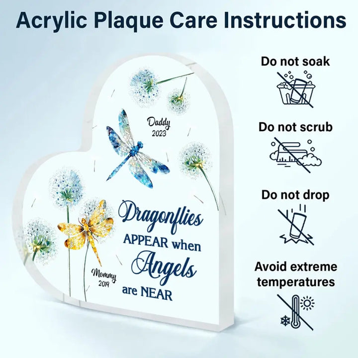 Dragonflies Appear When Angles Are Near - Personalized Custom Acrylic Plaque - Christmas, Memorial Gift For Family Members