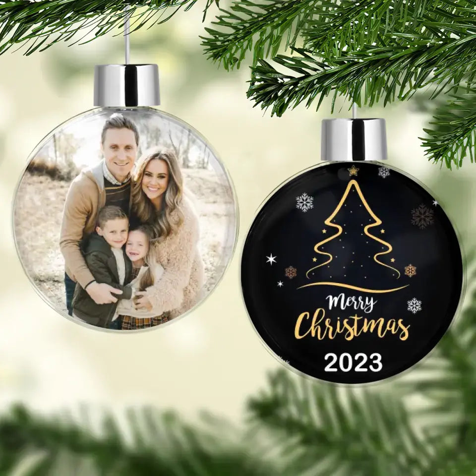Merry Chrismas 2023 - Personalized Custom Photo Ball Ornament - Christmas Gift For Family, Family Members