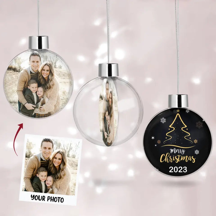 Merry Chrismas 2023 - Personalized Custom Photo Ball Ornament - Christmas Gift For Family, Family Members