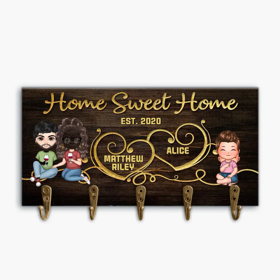 Personalized Custom Key Holder - Mother's Day, Father's Day, Birthday Gift For Cat Mom, Cat Dad, Cat Lover, Cat Owner, Dog Mom, Dog Dad, Dog Lover - Home Sweet Home Kids & Pets