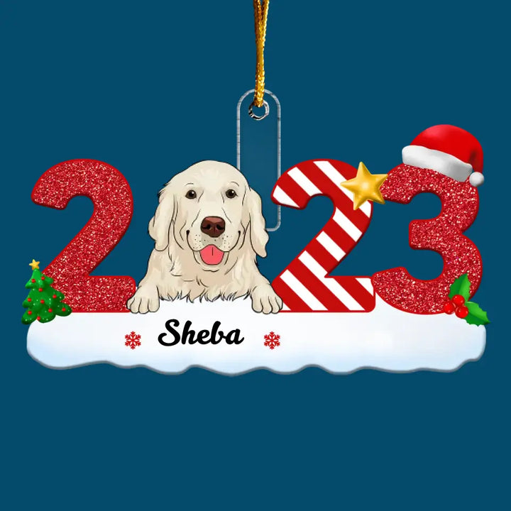 Dog 2023 Ornament - Personalized Custom Mica Ornament - Christmas Gift For Dog Lover, Dog Mom, Dog Dad, Dog Owner CLA0HT013