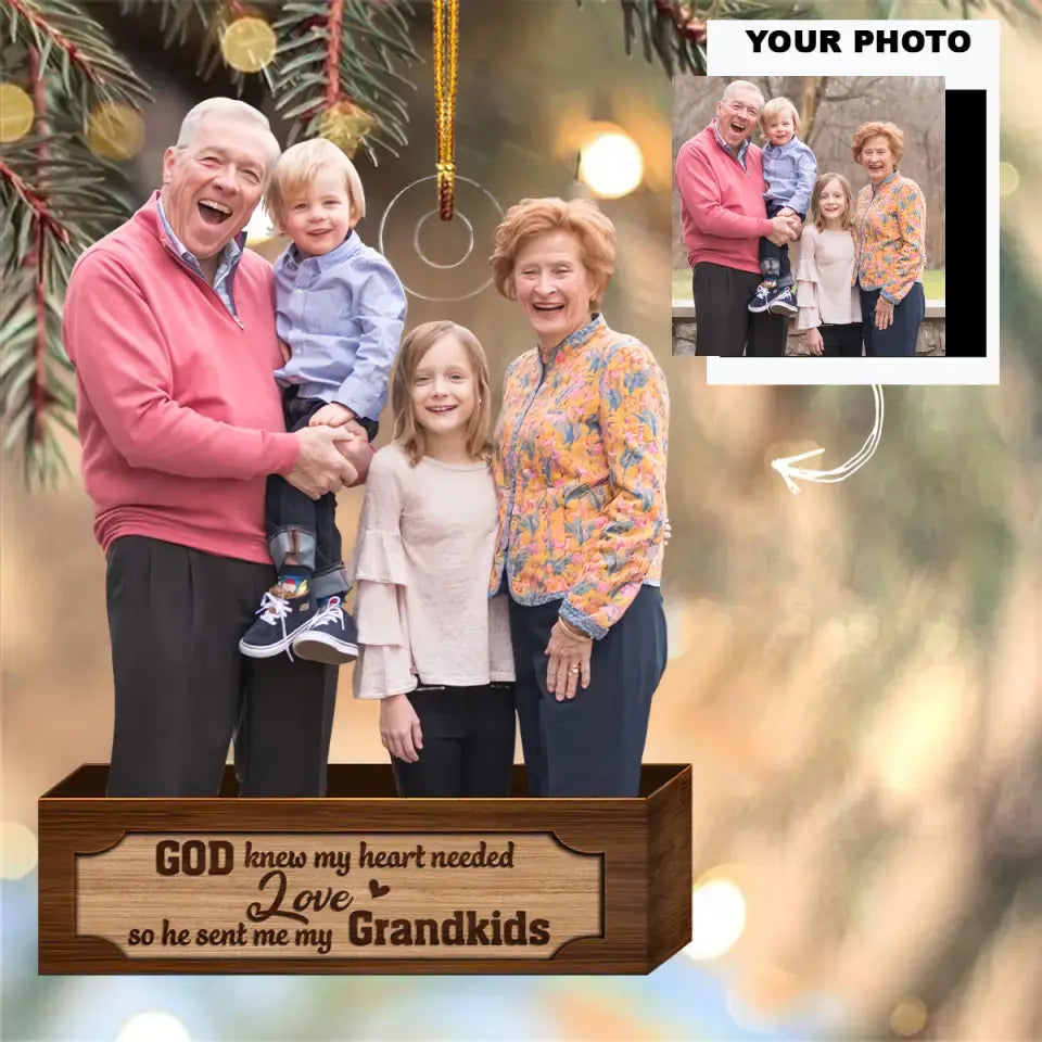God Knew My Heart Needed Love - Personalized Custom Photo Mica Ornament - Christmas Gift For Family Member, Mom, Dad, Grandma, Grandpa AGCPD040