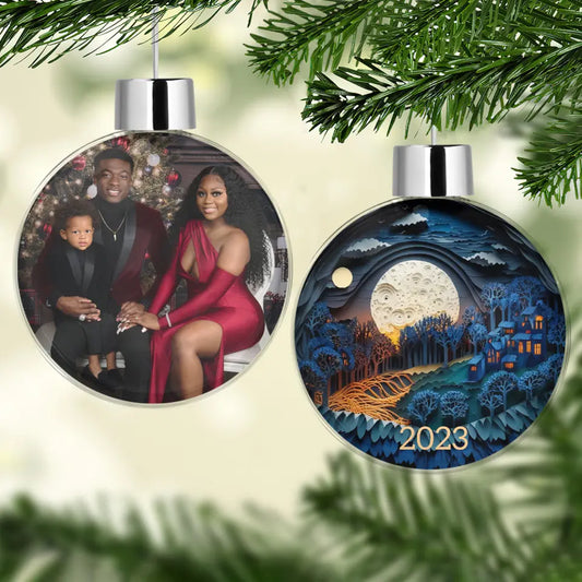 Chrismas Night 2023 - Personalized Custom Photo Ball Ornament - Christmas Gift For Family, Family Members