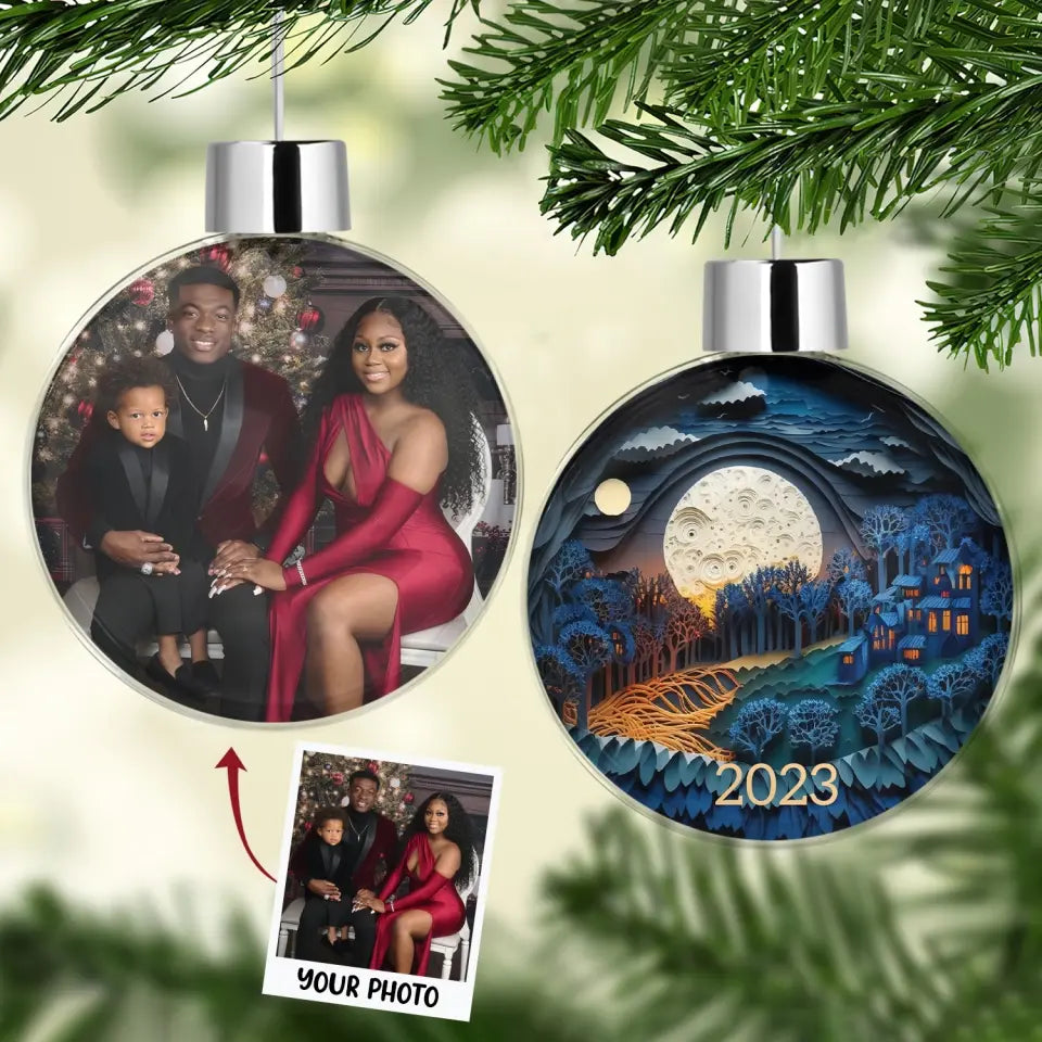 Chrismas Night 2023 - Personalized Custom Photo Ball Ornament - Christmas Gift For Family, Family Members
