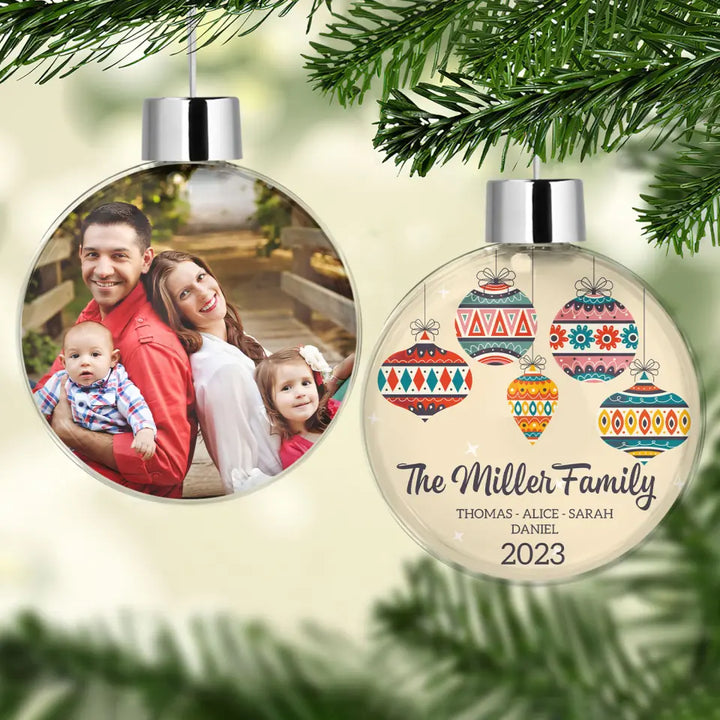 Our Family - Personalized Custom Photo Ball Ornament - Christmas Gift For Family, Family Members
