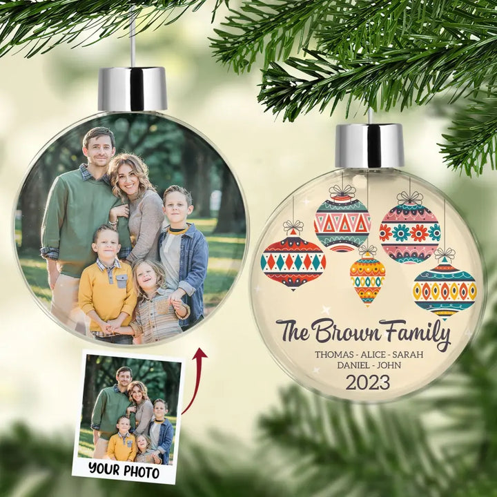 Our Family - Personalized Custom Photo Ball Ornament - Christmas Gift For Family, Family Members