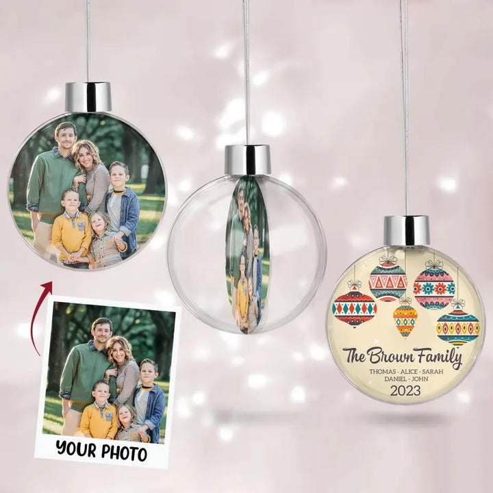 Our Family - Personalized Custom Photo Ball Ornament - Christmas Gift For Family, Family Members