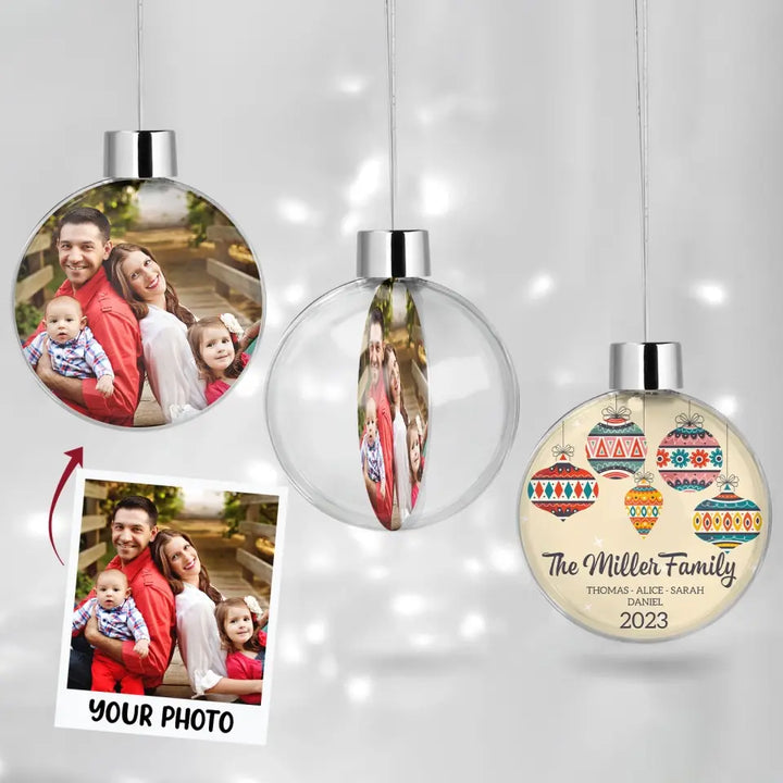 Our Family - Personalized Custom Photo Ball Ornament - Christmas Gift For Family, Family Members