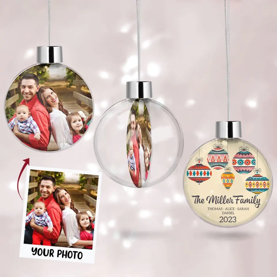 Our Family - Personalized Custom Photo Ball Ornament - Christmas Gift For Family, Family Members
