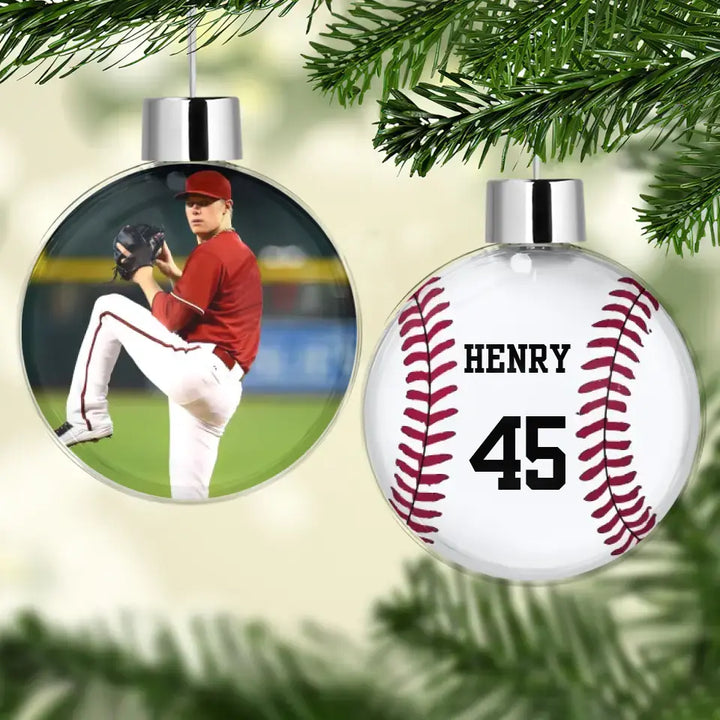 Baseball Ball Ornament -  Personalized Custom Photo Ball Ornament