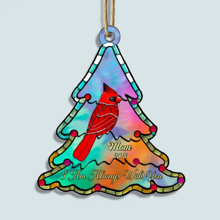Christmas Tree Memorial Family Loss Cardinal - Personalized Custom Suncatcher Layer Mix Ornament - Christmas, Memorial Gift For Family, Family Members