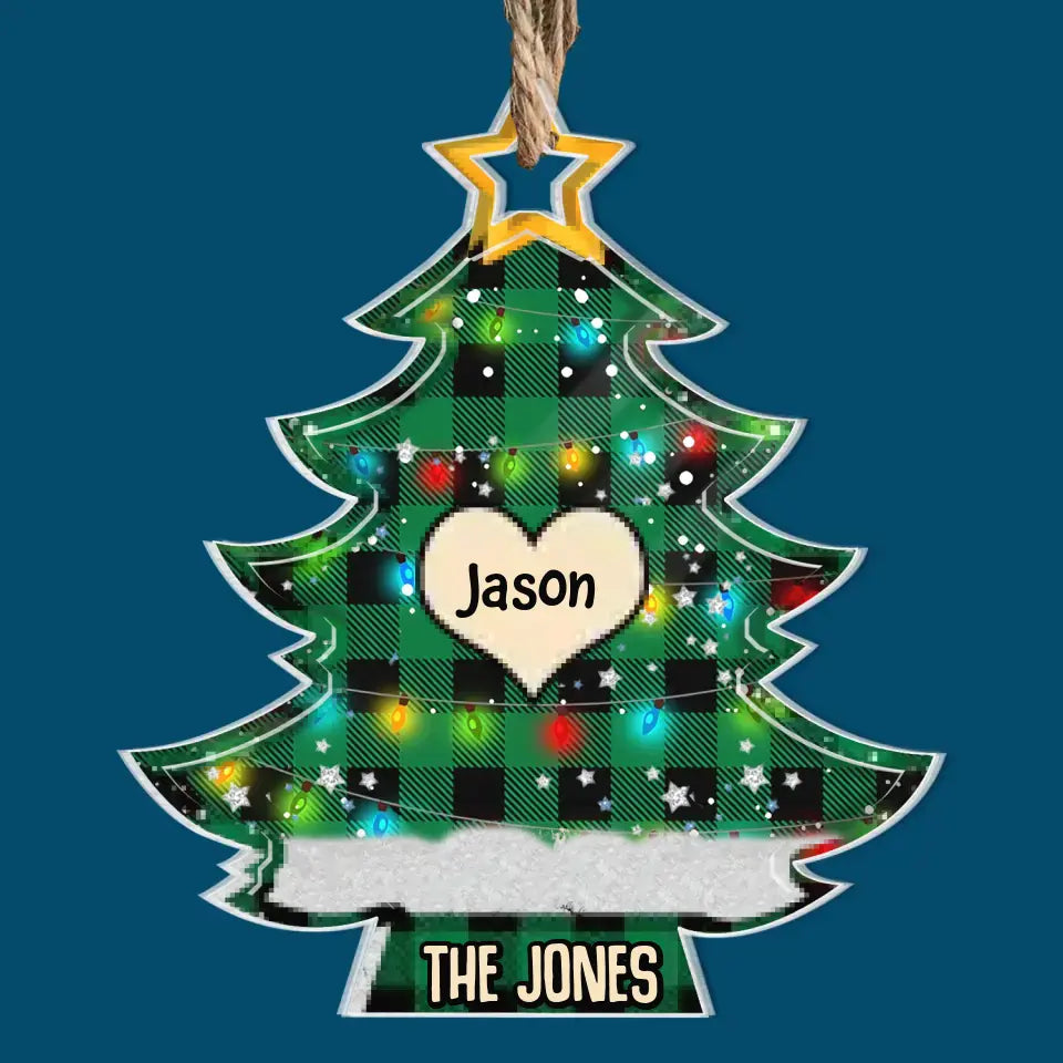 Family Christmas Tree - Personalized Custom 5-Layer Christmas Shaker Ornament - Christmas Gift For Family Members