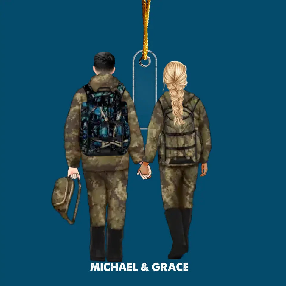 Hunting Couple - Personalized Custom Mica Ornament - Christmas Gift For Couple, Husband, Wife, Family Members CLA0HD019