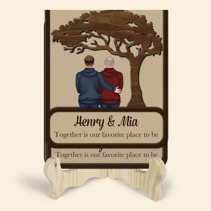 Together Is Our Favorite Place To Be - Personalized Custom 1 Layer Wooden Sign - Valentine's Day Gift For Couple, Wife, Husband, Boyfriends, Girlfriends