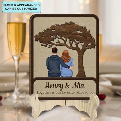 Together Is Our Favorite Place To Be - Personalized Custom 1 Layer Wooden Sign - Valentine's Day Gift For Couple, Wife, Husband, Boyfriends, Girlfriends