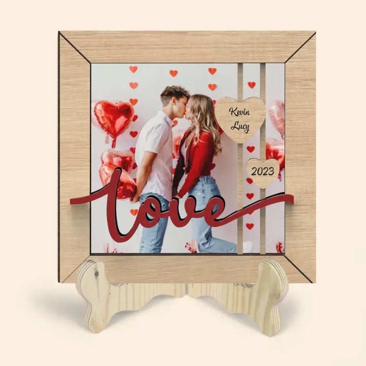 Together Since Custom Photo - Personalized Custom 1 Layer Wooden Sign - Valentine's Day Gift For Couple, Wife, Husband, Boyfriends, Girlfriends