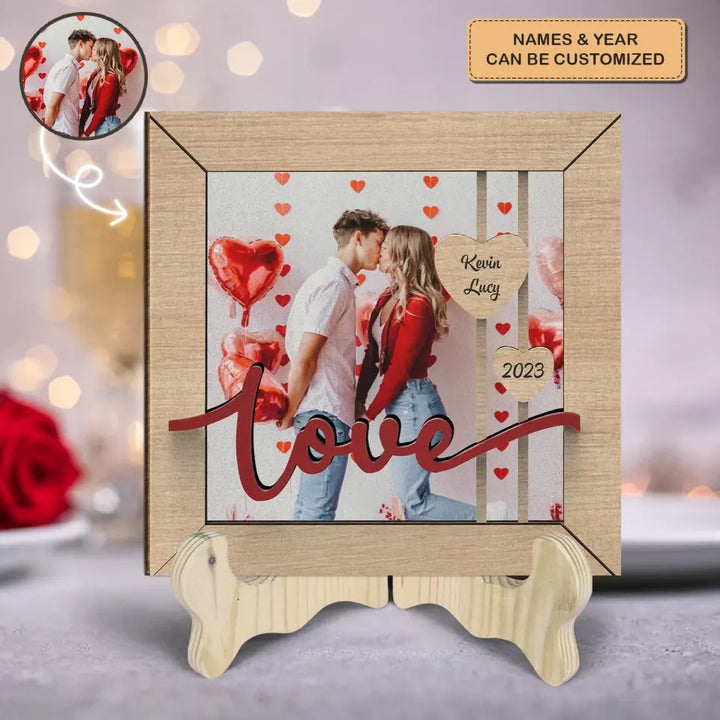 Together Since Custom Photo - Personalized Custom 1 Layer Wooden Sign - Valentine's Day Gift For Couple, Wife, Husband, Boyfriends, Girlfriends