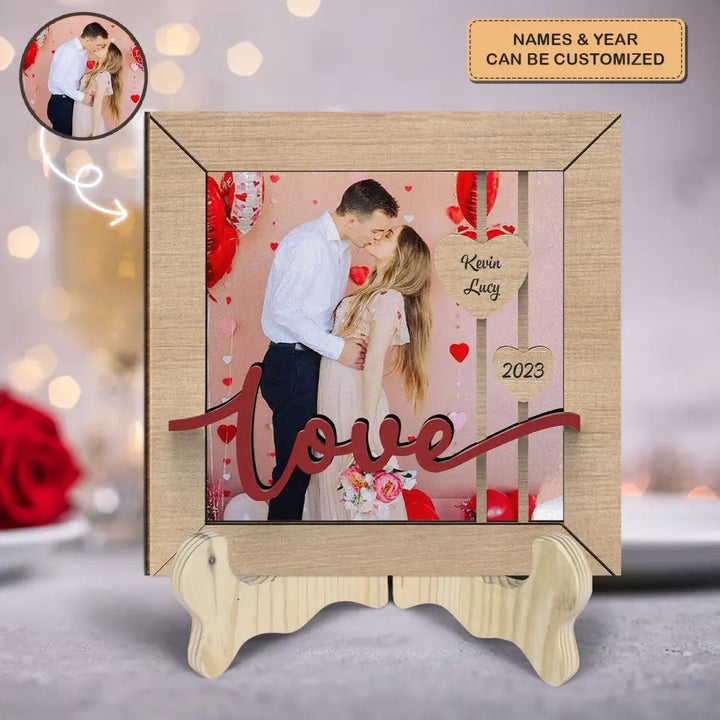 Together Since Custom Photo - Personalized Custom 1 Layer Wooden Sign - Valentine's Day Gift For Couple, Wife, Husband, Boyfriends, Girlfriends