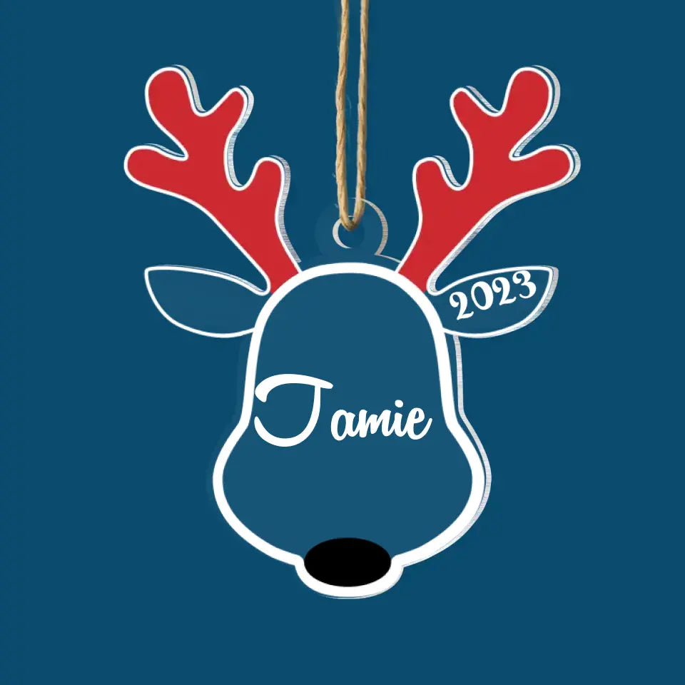 Santa's Reindeer Custom Name Ornament - Personalized Custom 2-Layer Mix Ornament - Christmas Gift For Family Members AGCVP004