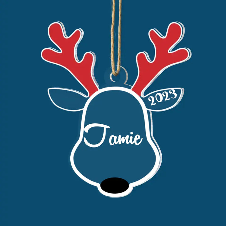 Santa's Reindeer Custom Name Ornament - Personalized Custom 2-Layer Mix Ornament - Christmas Gift For Family Members AGCVP004