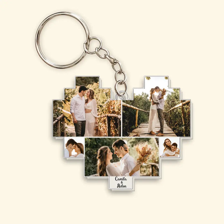 Heart Shape Couple Photo - Personalized Custom Acylic Keychain - Valentine's Day Gift For Couple, Wife, Husband, Boyfriend, Girlfriend