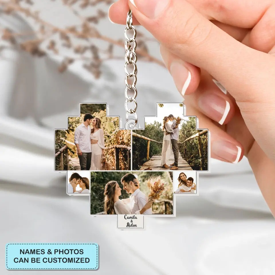 Heart Shape Couple Photo - Personalized Custom Acylic Keychain - Valentine's Day Gift For Couple, Wife, Husband, Boyfriend, Girlfriend