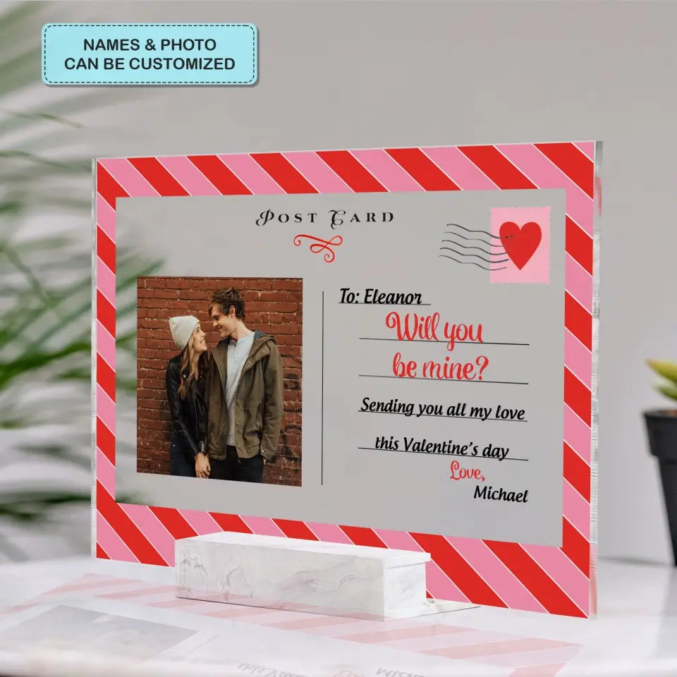 Will You Be Mine - Personalized Custom Acrylic Plaque - Valentine's Day Gift For Couple, Husband, Wife, Boyfriend, Girlfriend