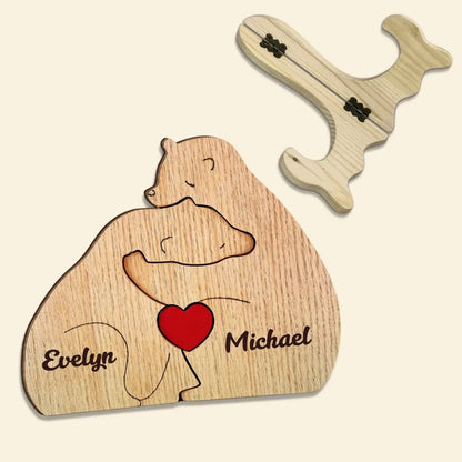 Bear Couple - Personalized Custom 1 Layer Wooden Sign - Valentine's Day Gift For Couple, Wife, Husband, Boyfriends, Girlfriends
