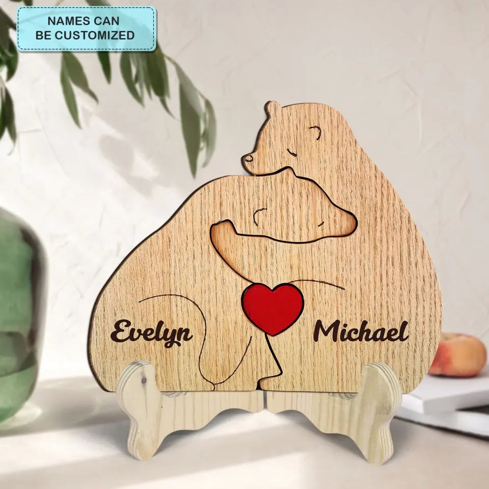 Bear Couple - Personalized Custom 1 Layer Wooden Sign - Valentine's Day Gift For Couple, Wife, Husband, Boyfriends, Girlfriends