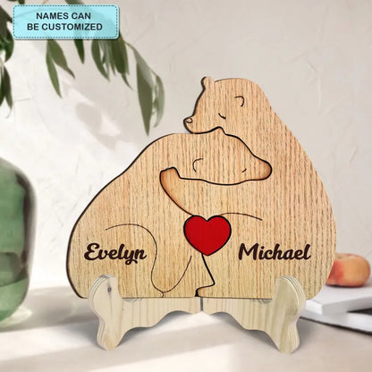 Bear Couple - Personalized Custom 1 Layer Wooden Sign - Valentine's Day Gift For Couple, Wife, Husband, Boyfriends, Girlfriends