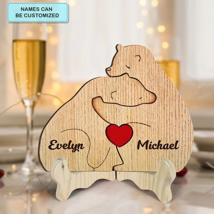 Bear Couple - Personalized Custom 1 Layer Wooden Sign - Valentine's Day Gift For Couple, Wife, Husband, Boyfriends, Girlfriends