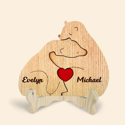 Bear Couple - Personalized Custom 1 Layer Wooden Sign - Valentine's Day Gift For Couple, Wife, Husband, Boyfriends, Girlfriends