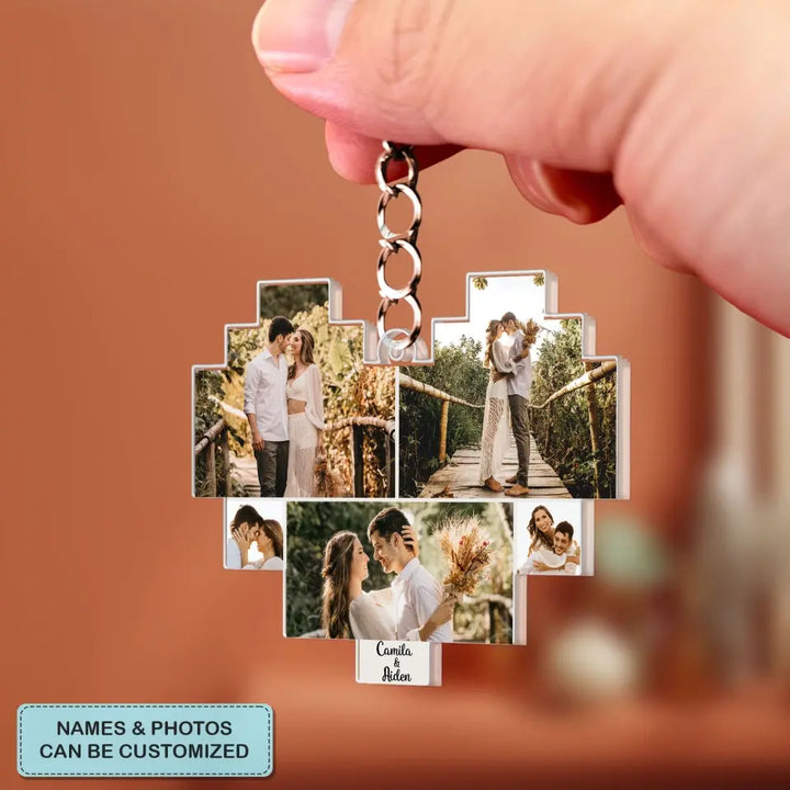 Heart Shape Couple Photo - Personalized Custom Acylic Keychain - Valentine's Day Gift For Couple, Wife, Husband, Boyfriend, Girlfriend