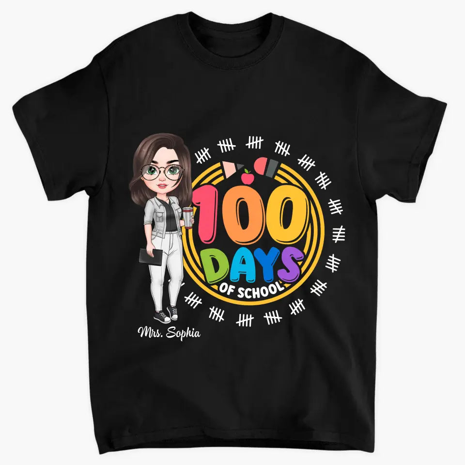 100th Day Of School - Personalized Custom T-shirt - Teacher's Day, Appreciation Gift For Teacher