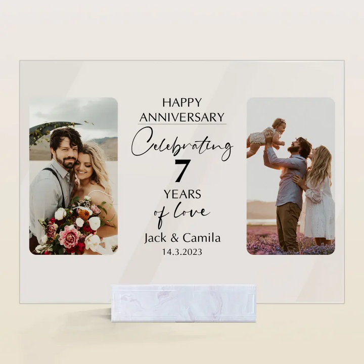 Happy Anniversary - Personalized Custom Acrylic Plaque - Valentine's Day, Anniversary Gift For Couple, Husband, Wife, Boyfriend, Girlfriend