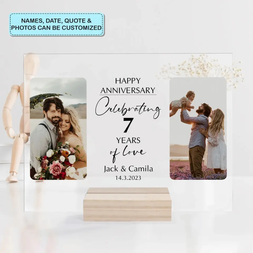 Happy Anniversary - Personalized Custom Acrylic Plaque - Valentine's Day, Anniversary Gift For Couple, Husband, Wife, Boyfriend, Girlfriend