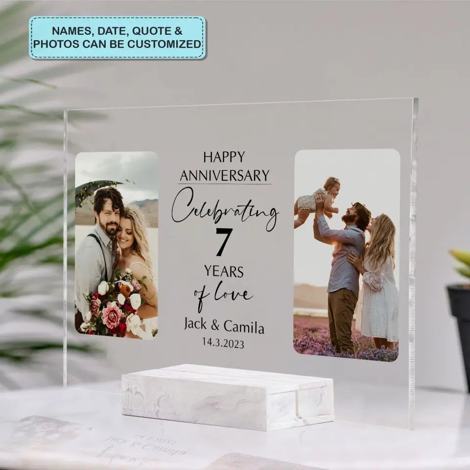 Happy Anniversary - Personalized Custom Acrylic Plaque - Valentine's Day, Anniversary Gift For Couple, Husband, Wife, Boyfriend, Girlfriend